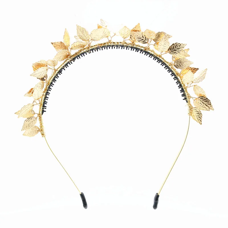 

NEW SPRING SUMMER STYLE fashion bridal dressy hairband metal leaves design metallic gold color girls headband