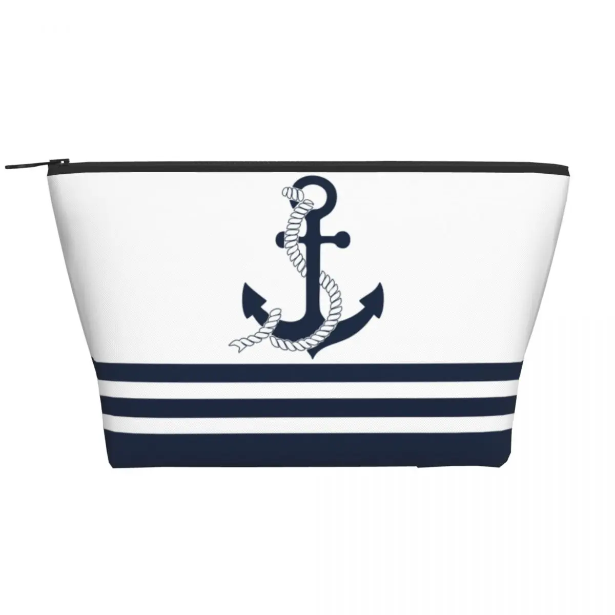 Nautical Blue Anchors With Blue And White Stripes Makeup Bag  Travel Cosmetic Organizer  Sailing Sailor Storage Toiletry Bags