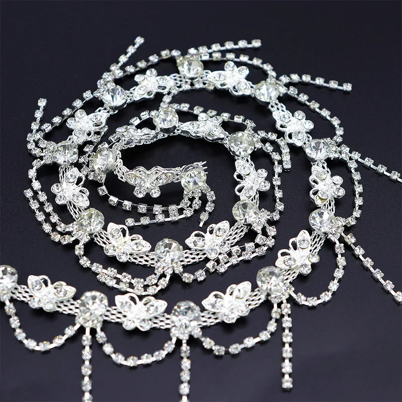 1 Yard Crystal Rhinestone Chain Trimming Garment Decoration Bling Decorative Rhinestone Chain for Clothing