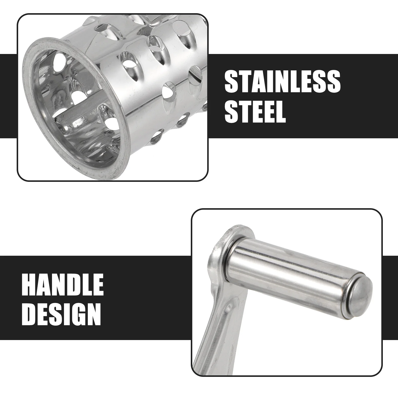 

2Pcs Stainless Steel Rotary Cheese Grater Manual Handheld Kitchen Shredder Cutter for Cheese Garlic Condiments