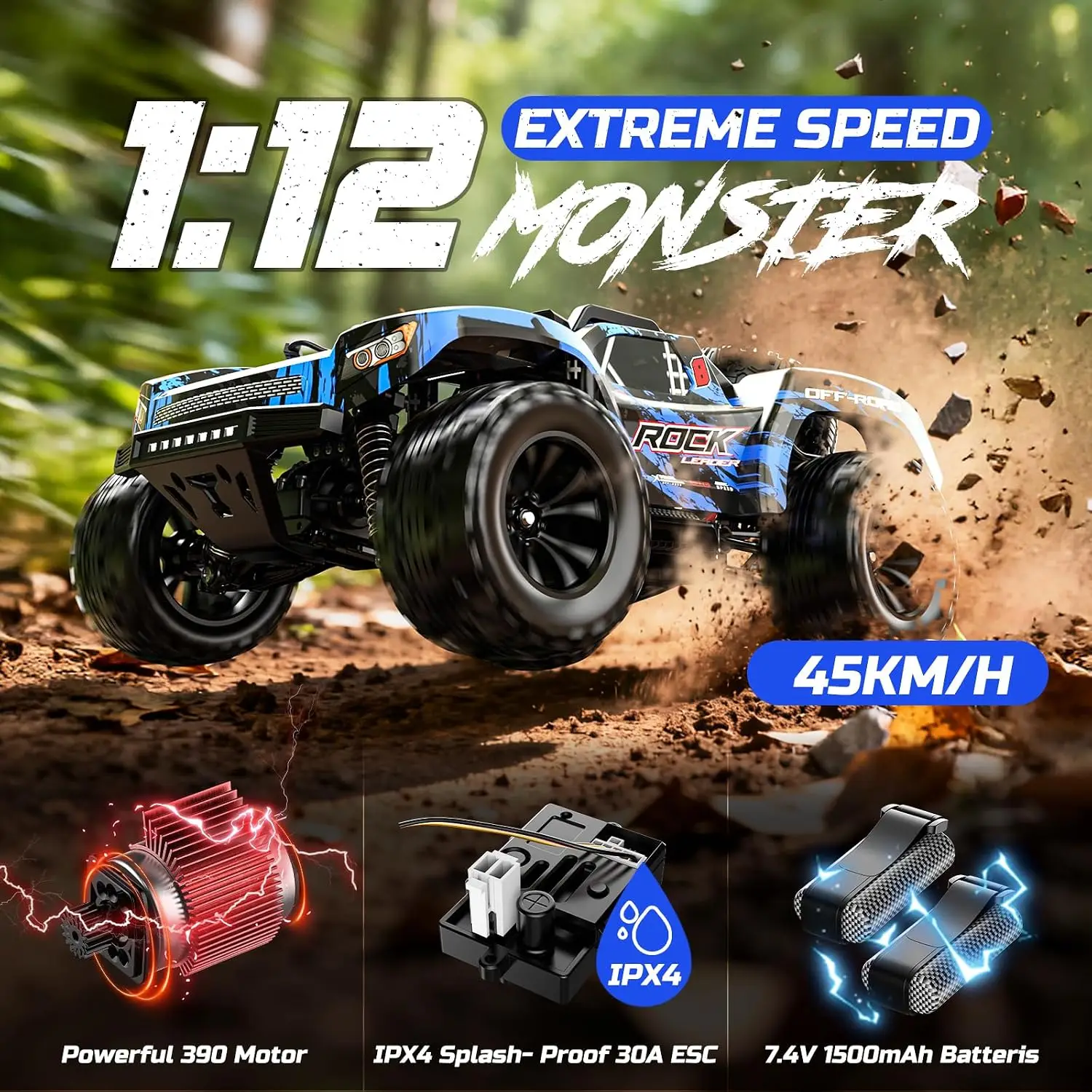 1:12 Scale RC Short Course Truck, 45KPH High-Speed 4WD Off-Road RC Car