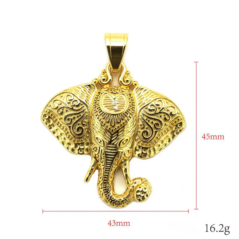 Stainless steel elephant pendant     Hip hop fashion classic patterned elephant pendant