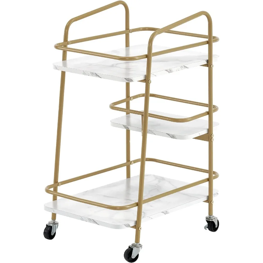 3-Tier Salon Trolley Cart, Heavy-Duty Metal White 2072