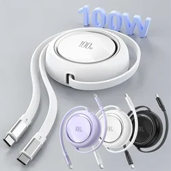 PD100W Retractable USB Type C to USB C Cable For iPhone 15 Pro Max For MacBook Samsung Xiaomi Wire Fast Charge Data Cable Cord