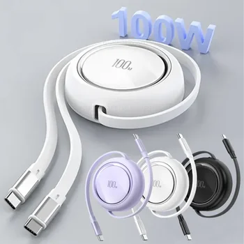 USB C 타입-USB C 케이블, 아이폰 15 프로 맥스 맥북 삼성 샤오미 와이어 고속 충전 데이터 케이블 코드, PD100W