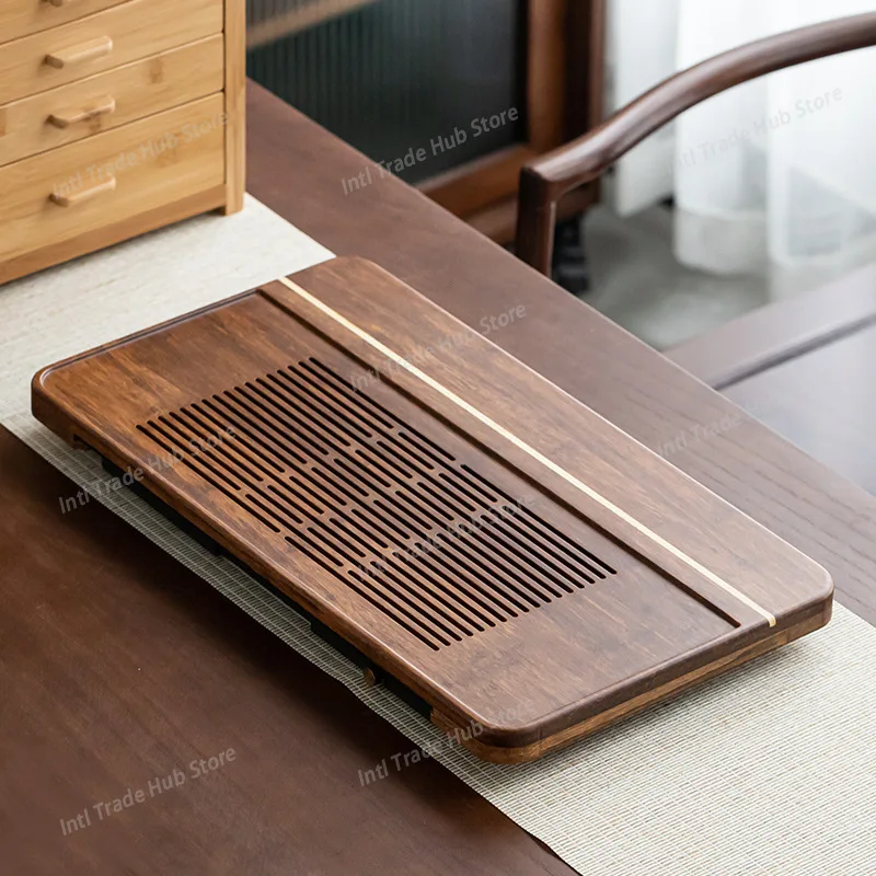 style simple household drainage and water storage dual-purpose dry brewing tea tray Heavy bamboo tea tray Kung fu tea set