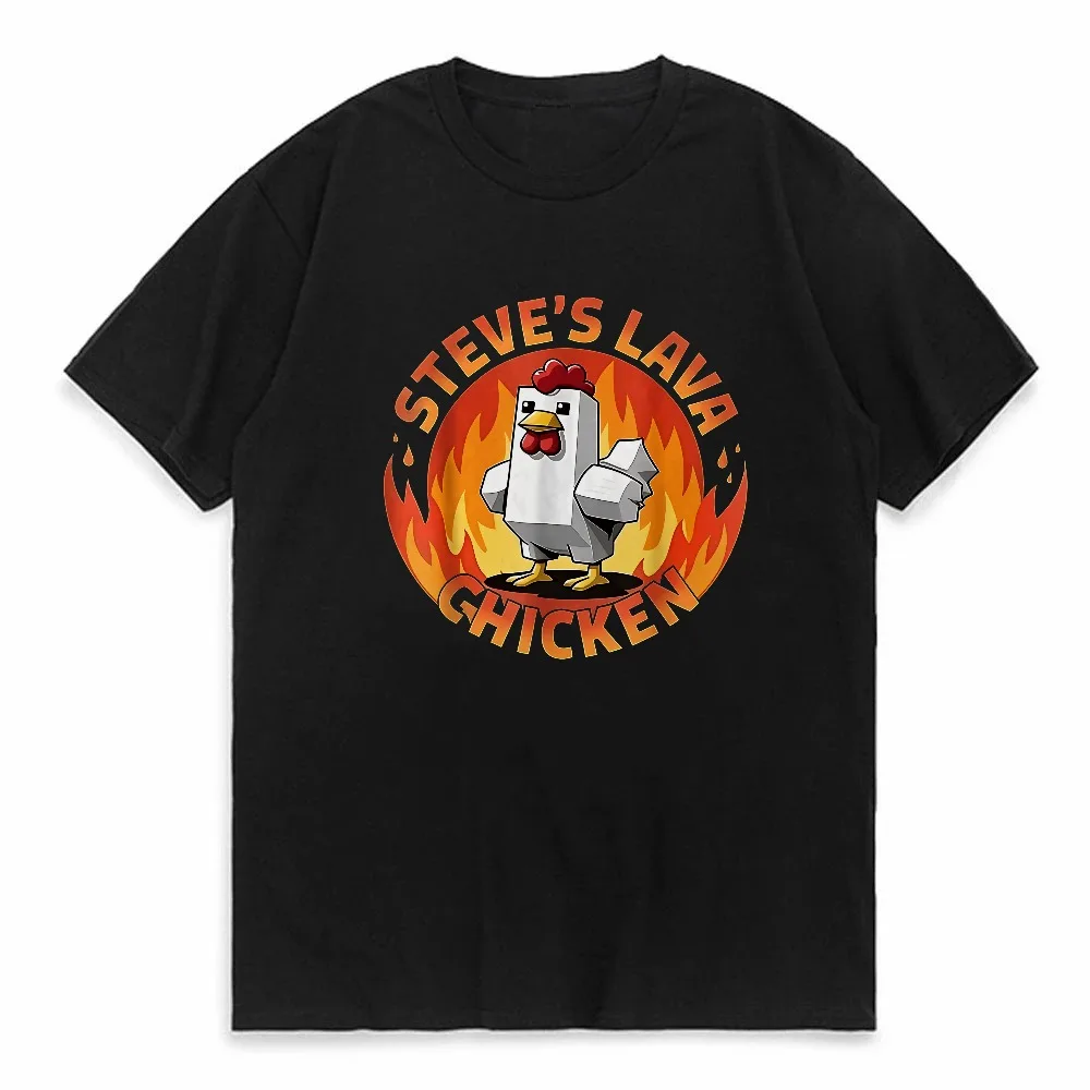 

Steve's Lava Chicken Graphic T-Shirt summer Men Women Hipster tShirt Round Neck Fashion Casual Humor Steve Pixel Gaming Tees