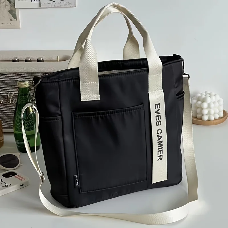 Canvas Tote Bag, Fashionable Single Handbag Shoulder Bag For women messenger Bag, Hand Carry Bag, Duffel Bag with Zipper Closure - view 5