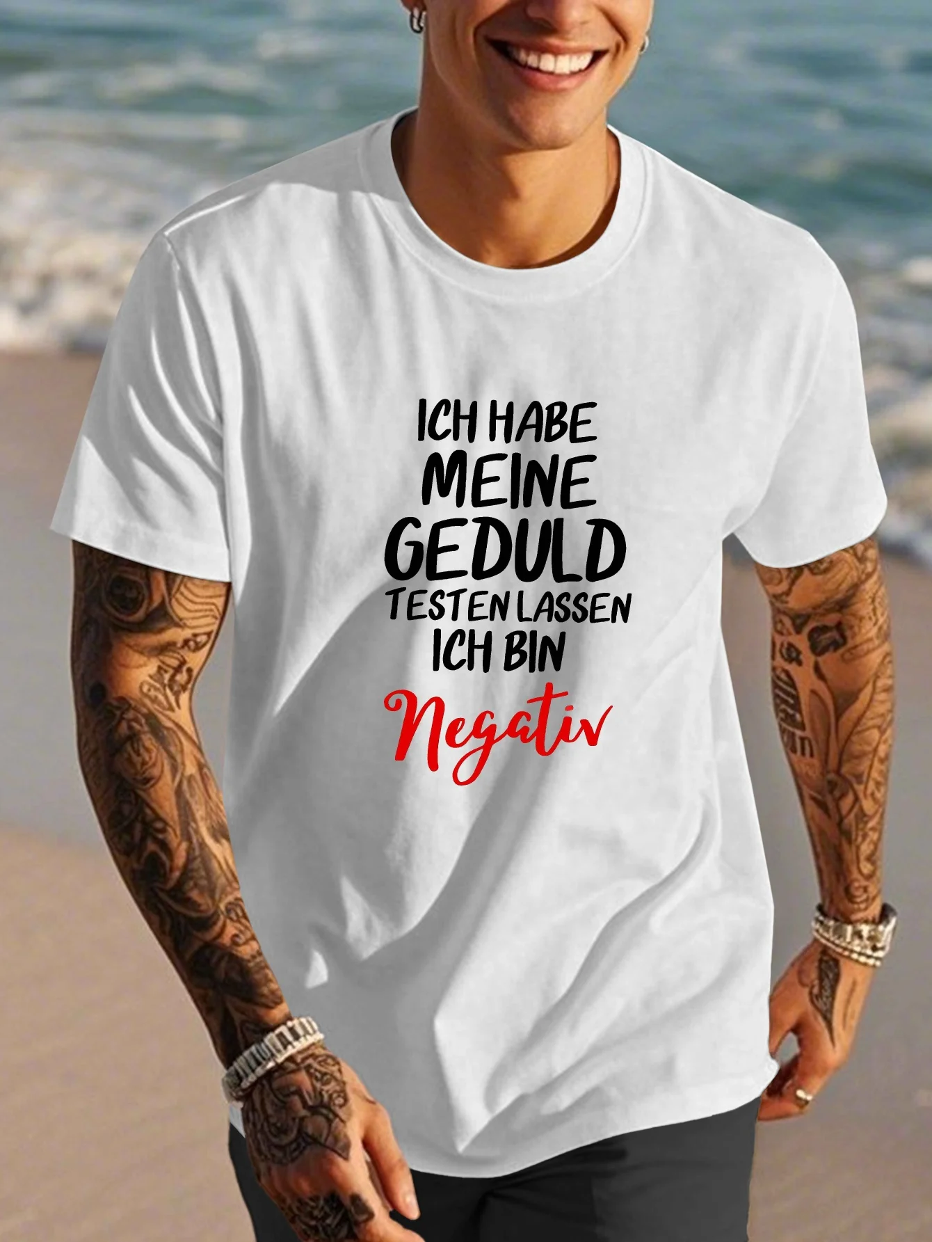 

2025 New Pure Cotton Men's T-shirt Funny German Men Short Sleeve Summer Tops Casual Tee
