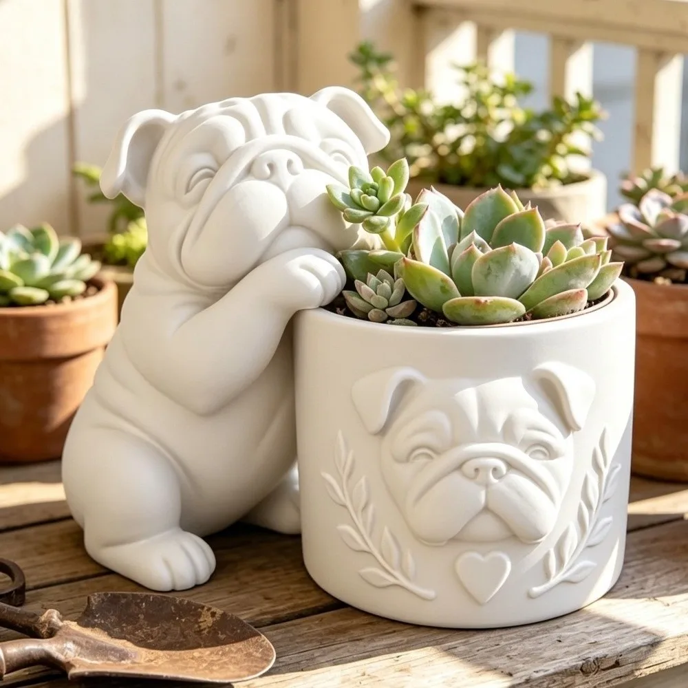 3D Printed Dog Shaped Planter Pot Animal Shaped Handmade Dog Succulent Planter Funny Cute Storage Flower Pot Desktop Display
