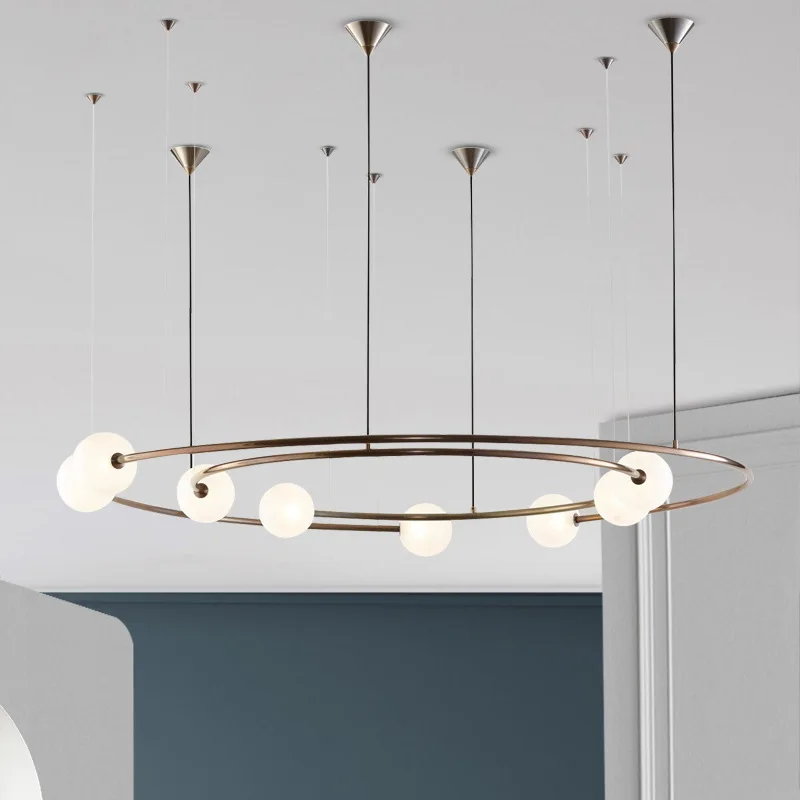 

Высококачественные стеклянные шары, светодиодные подвесные светильники, современные бронзовые железные люстры для гостиной, столовой, ресторана, магазина, декор, художественные подвесные светильники