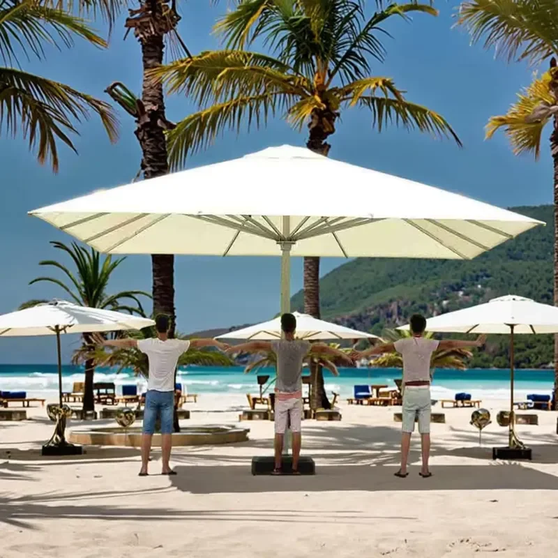 Giant 5m Outdoor Market Umbrella Heavy Windproof Center Pole Parasol Large Commercial Patio Umbrella for Hotel Resort