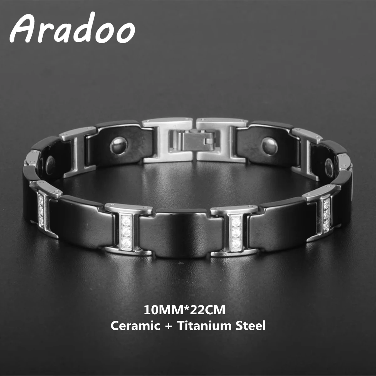 Aradoo Ceramic Titanium Steel Zircon Bracelet Hematite Anti-radiation Fat-burning Men\'s Bracelets