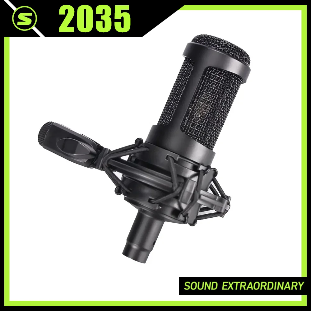 

AT2035 Microphone Wired Cardioid Condenser Mic Range for Performance Live Recording Vocal MIC With Shock-absorbing Bracket