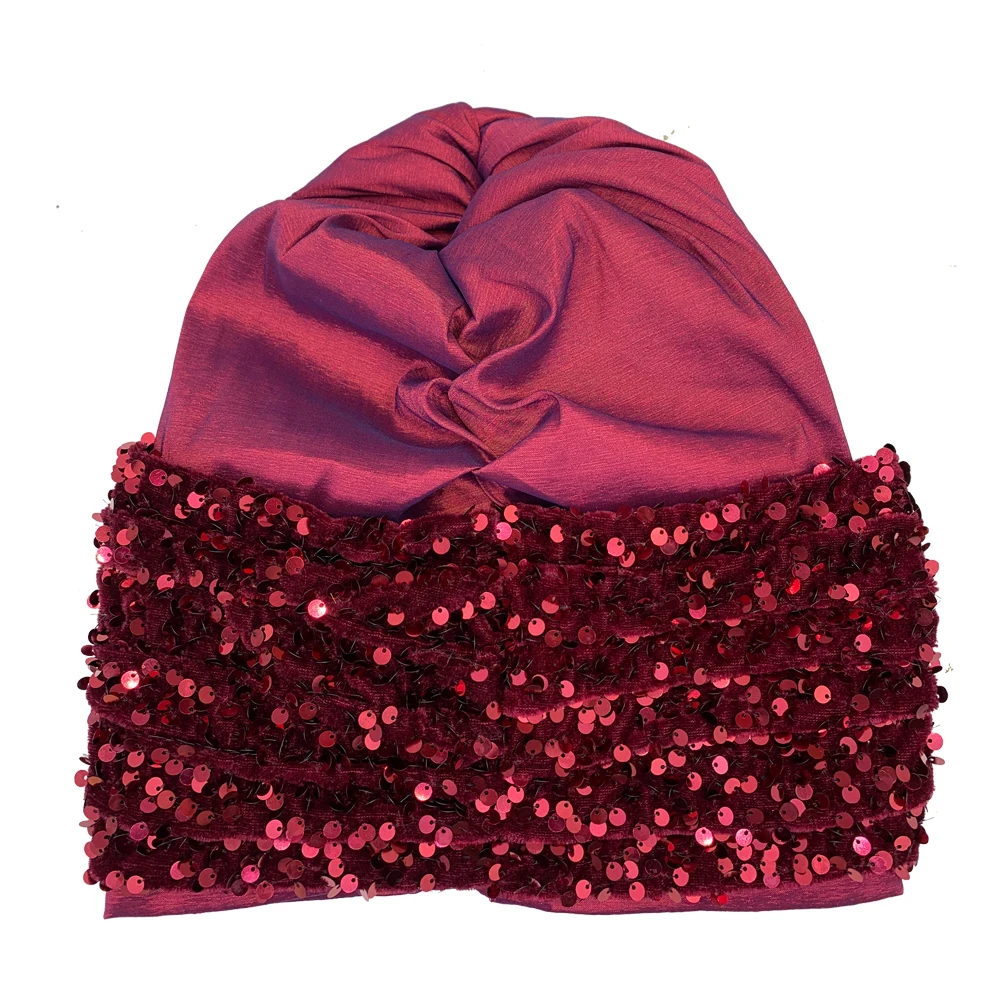 Berretto Turbante con paillettes per donna Nigeria copricapo copricapo Turbante Mujer Afrcian Lady Head Wraps cappello Turbante musulmano