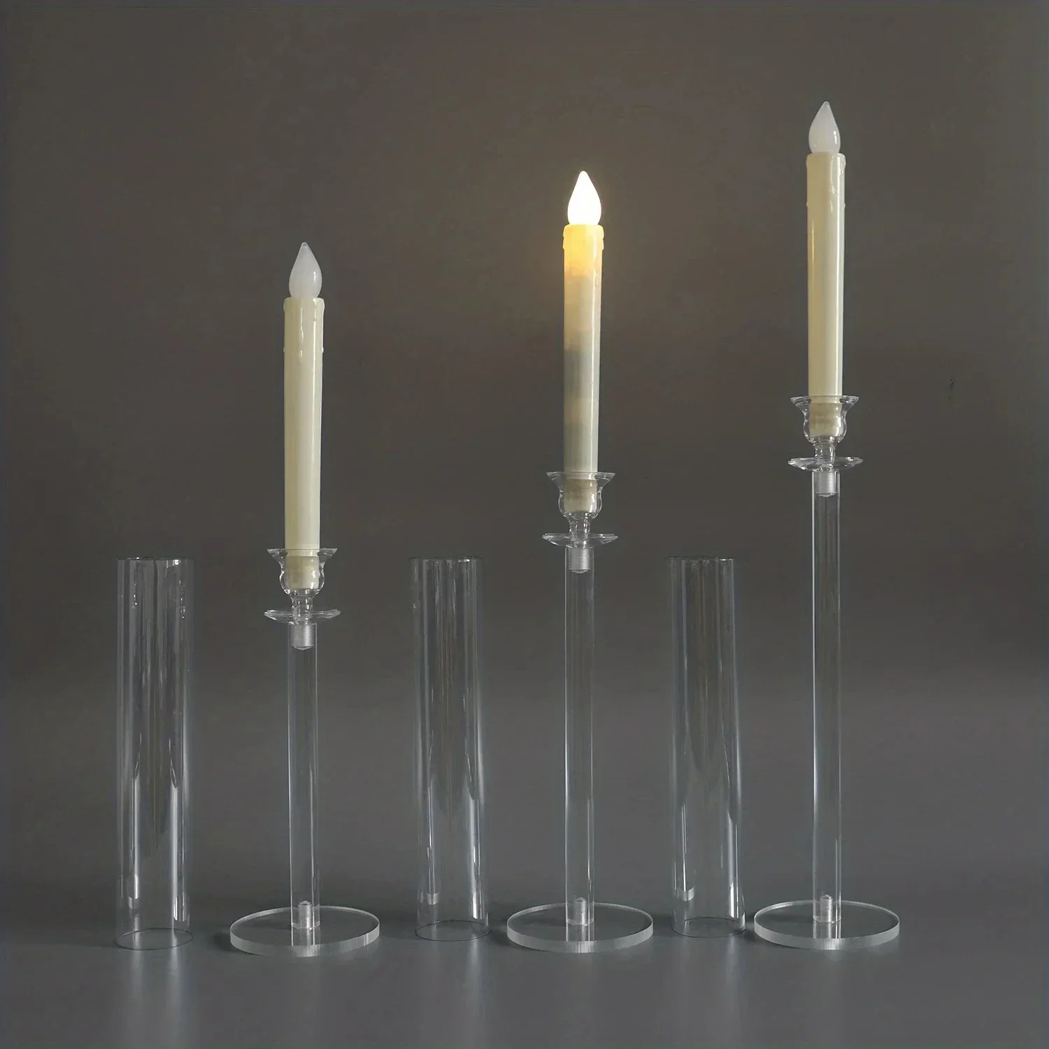 

12set=36 Pcs Crystal Candle Holders Acrylic Candlestick Road Lead Candelabra CenterPieces Wedding Porps Christmas Deco