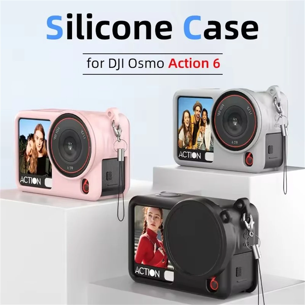 Funda de silicona para DJI Osmo Action 6 con tapa protectora de lente para DJI Osmo Action6, accesorios de carcasa protectora antiarañazos