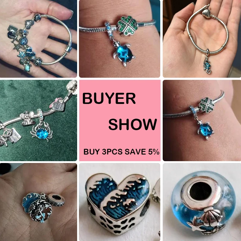 New 925 Silver Ocean Series Turtle Sailboat Mermaid Charms Beads Fit Original Pandora Bracelets Bangles DIY Fine Jewelry Gifts