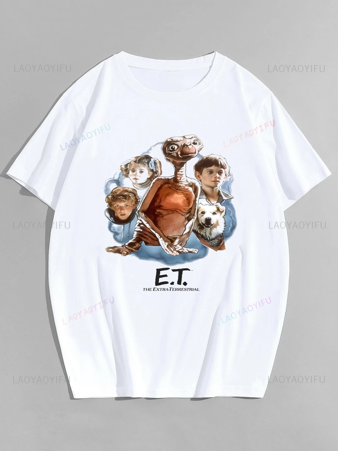 Streetwear Retro Movie Alien E.T Fashion Printed T-shirt Top Neutral Trend Short Sleeved Unisex Shirt Graphic Oversized T-shirt