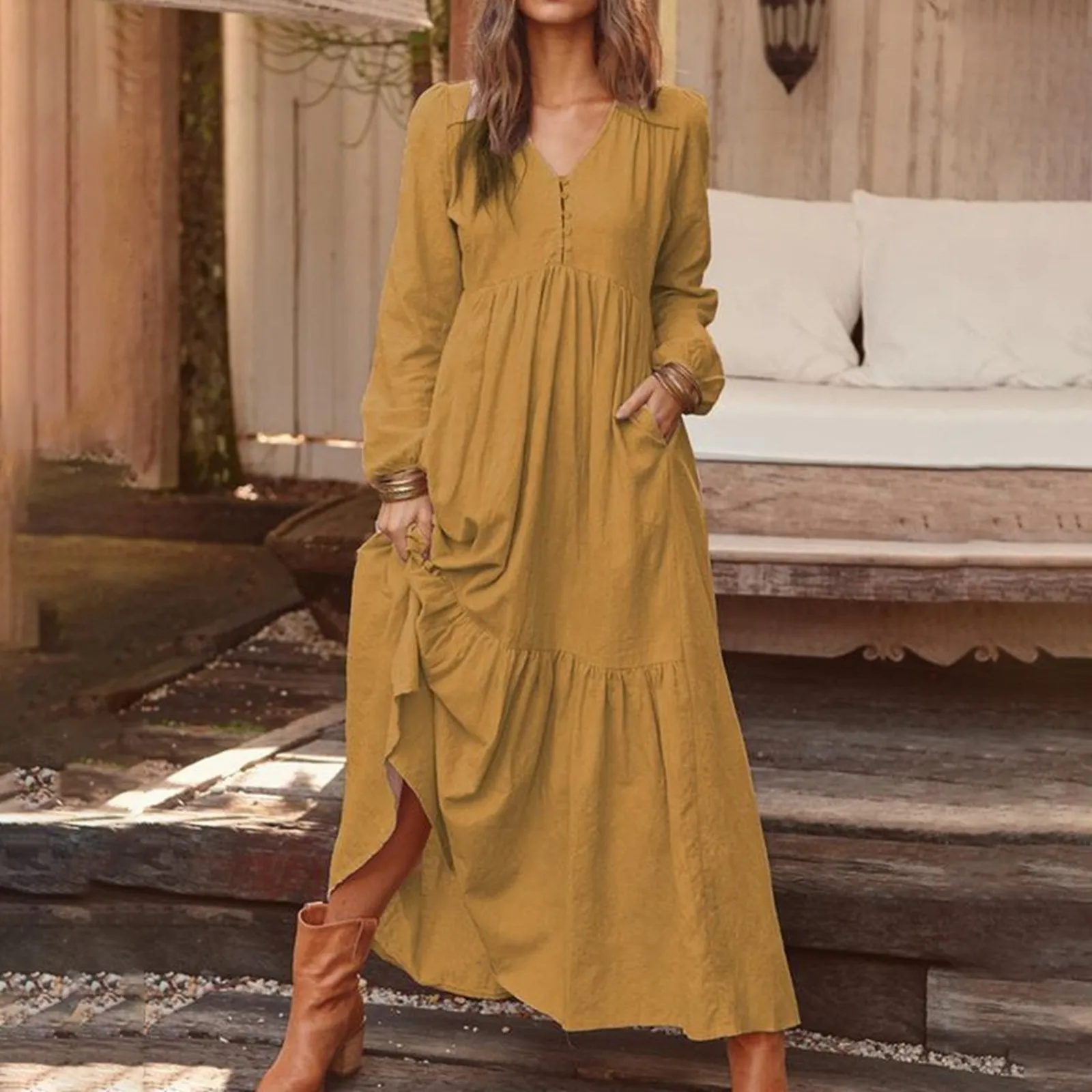 

2024 Summer Bohemian Women Dress Long Black V-neck Oversize Dresses Female Summer Elegant Trendy Fashion Casual Ladies Clothes