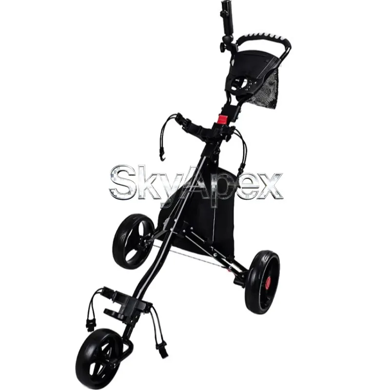 Premium Durable Lightweight Aluminum Golf Trolley Foldable 3 Wheels 25kg Load Capacity For Golf Lovers Course Bags Transport Use