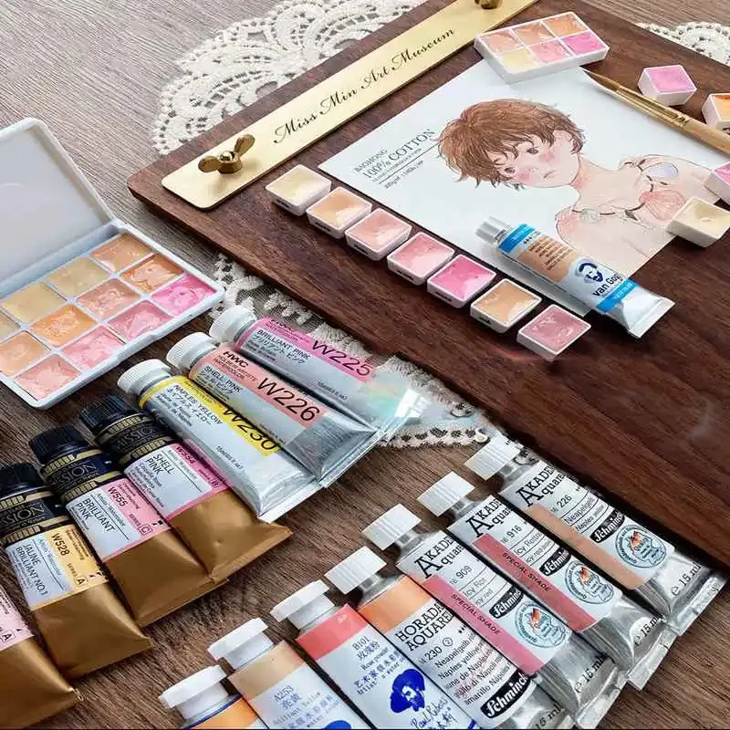 2ml Skin Color Watercolor Paint Mini Sample VanGogh/Holbein Daniel Smith/Mijello Paul Rubens Flesh Color Water Color Art