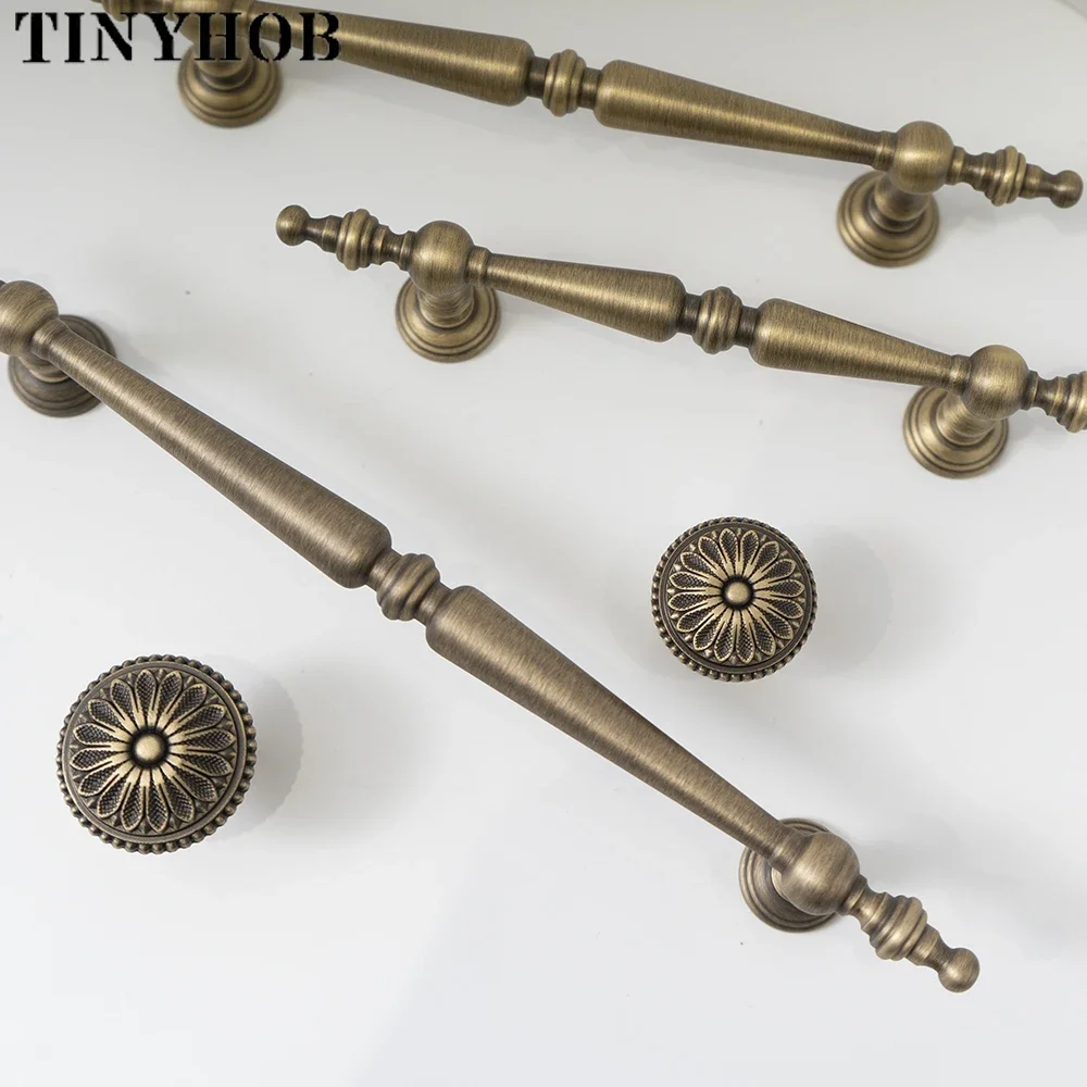 European  Vintage Bronze / Vertical lines Solid Brass Drawer Knobs T bar Handle Bedroom Pulls Kitchen Cabinet Door Handle Pull