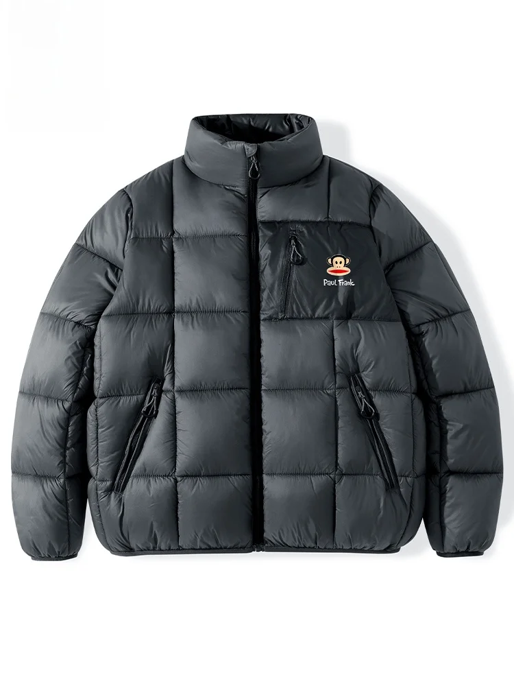 

PaulFrank Winter Casual Loose Fit Cotton Jaet Men's Warm Stand Collar Zipper Closure Long Sve Polyester Youth Faion