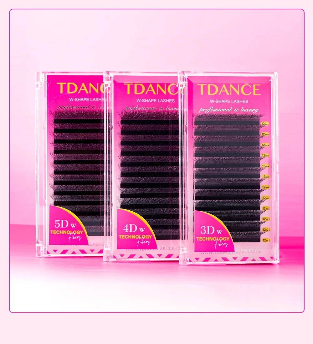 TDANCE M/L Curl 3D/4D/5D W cils yeux 0.07 W forme Extensions de cils 7-14mm naturel doux professionnel cils 12 rangées