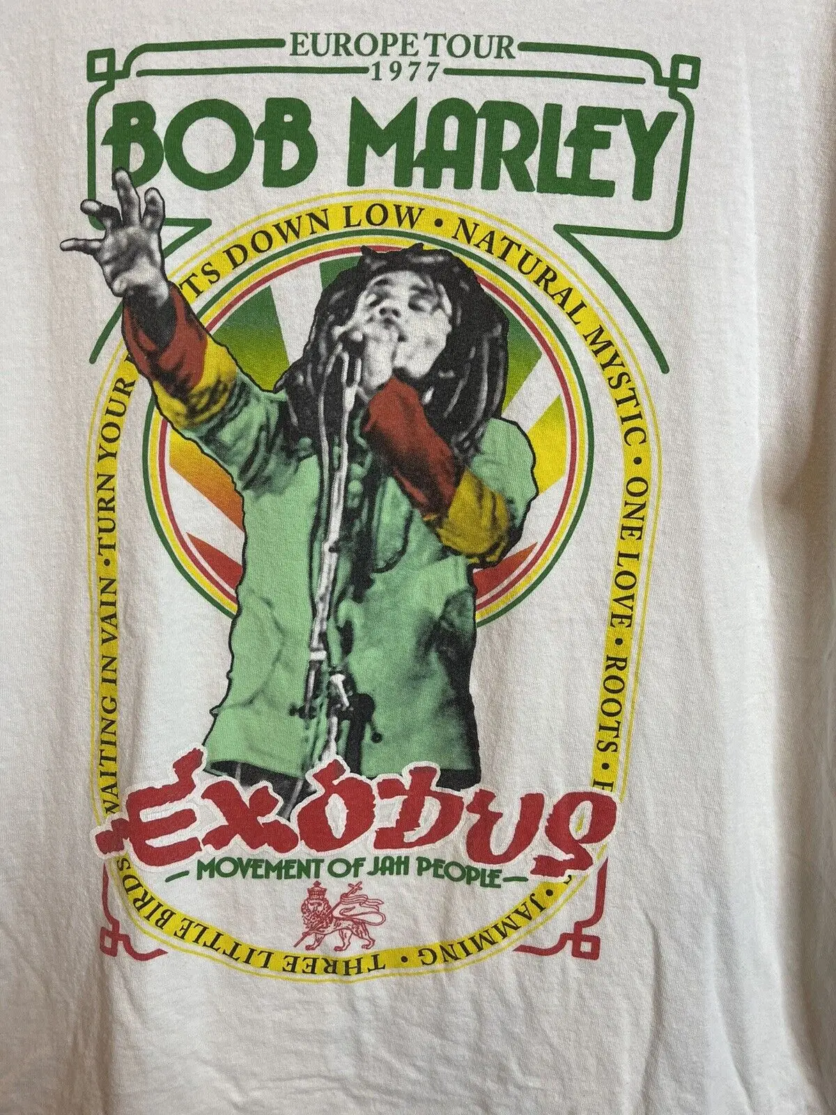 NEW LISTING Bob Marley Europe Tour 1977 Exodus Cotton T-Shirt Mens Adult Large White