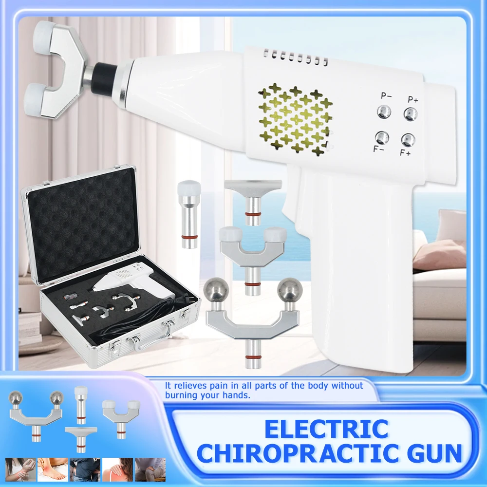 New 900N Electric Correction Gun 4 Heads Adjustable Chiropractic Adjusting Instrument Intensity Therapy Spine Cervical Massager