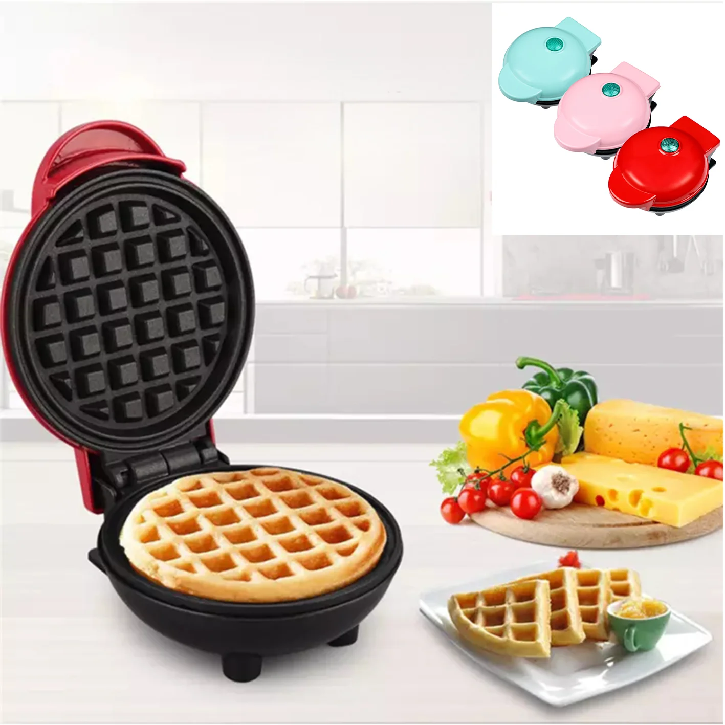 

Mini Waffle Maker for Barbecue, Non-stick Griddle, Steak Grill，Sandwich Toaster, Automatic Breakfast Baking Machine