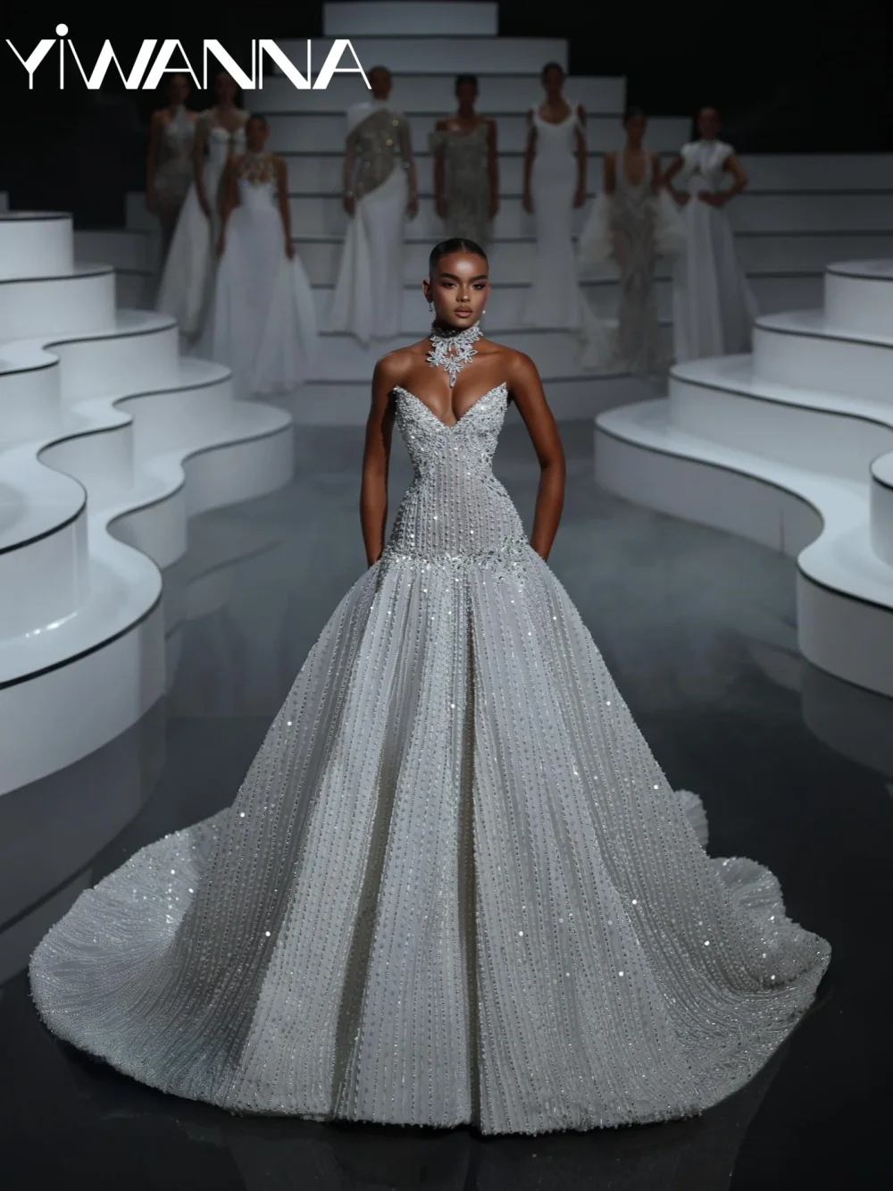 White Stunning Mermaid Long Wedding Dress Gorgeous Elegant V-neck Bridal Gown Customized Dreamy Sleeveless Dresses For Bride