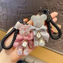 2022 Luxury Creative Bear crystal diamond Keychain Fashion Punk Animal Bear Keyring for Woman Car Bag Pendant Key Chains Gift