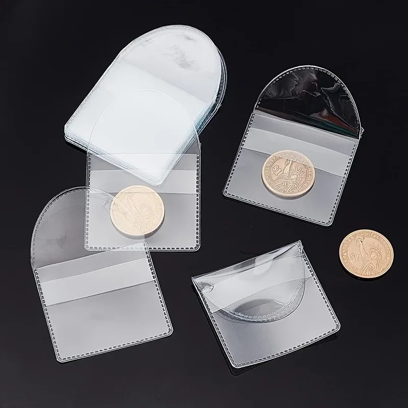 100/200pcs PVC Coin Bags Set Transparent Coin Protection Sleeve Coins Storage Box Collection Accessories for Jewelry Small Items