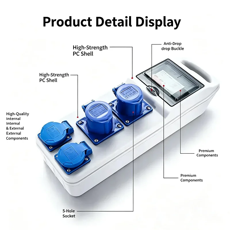 Portable Socket Box Mobile Third-Level Construction Site Temporary Outdoor Small Electrical Distribution Box for Easy Wiring