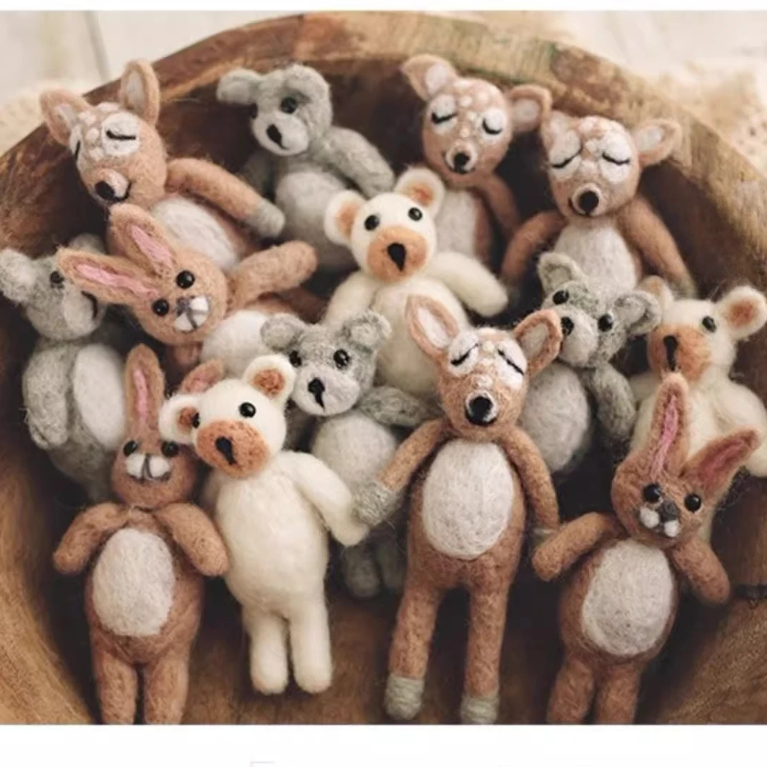 

Newborn Photography Props Handmade Wool Cute Animal Dolls for Baby Photoshoot Photo Accessories Christmas Decor for Studio Shoot