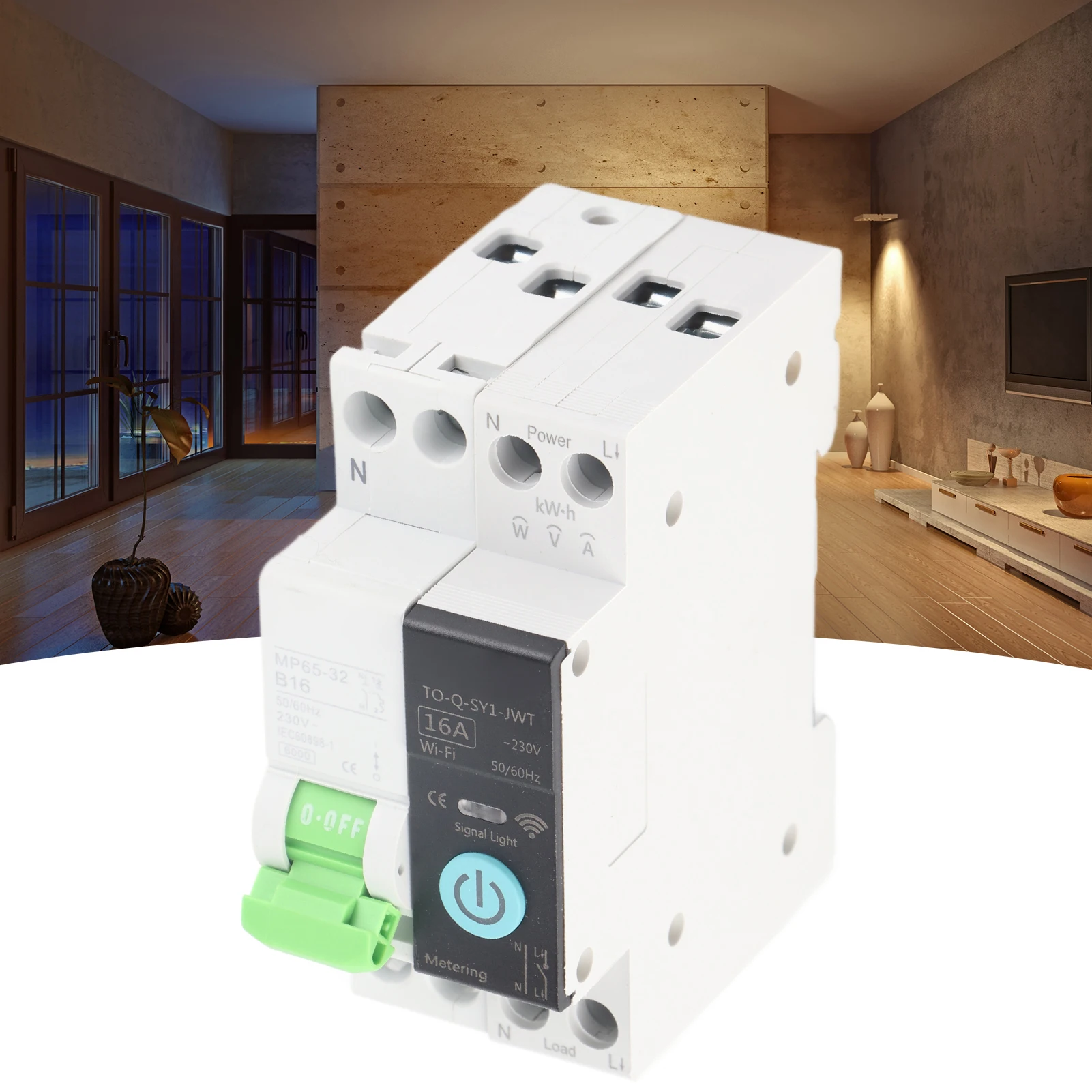 

Smart WiFi Circuit Breaker 6KA Breaking Capacity Remote Control Circuit Breaker 1P+N with Metering for Office Building