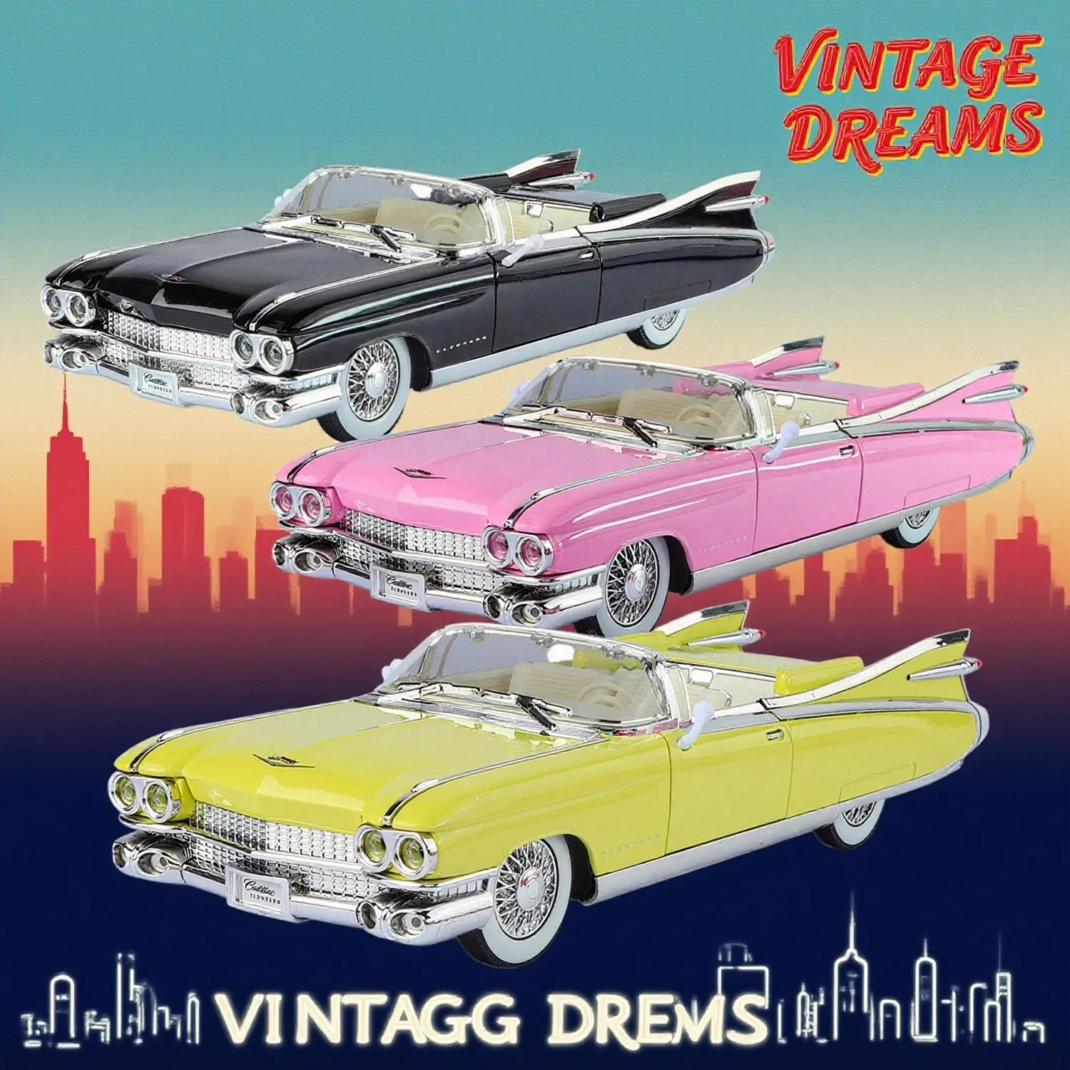 1:24 1959 Eldorado Big Rocket Classic Retro Alloy Model Car Diecasts Metal Model Simulation Sound Light Collection Boys Toy Gift