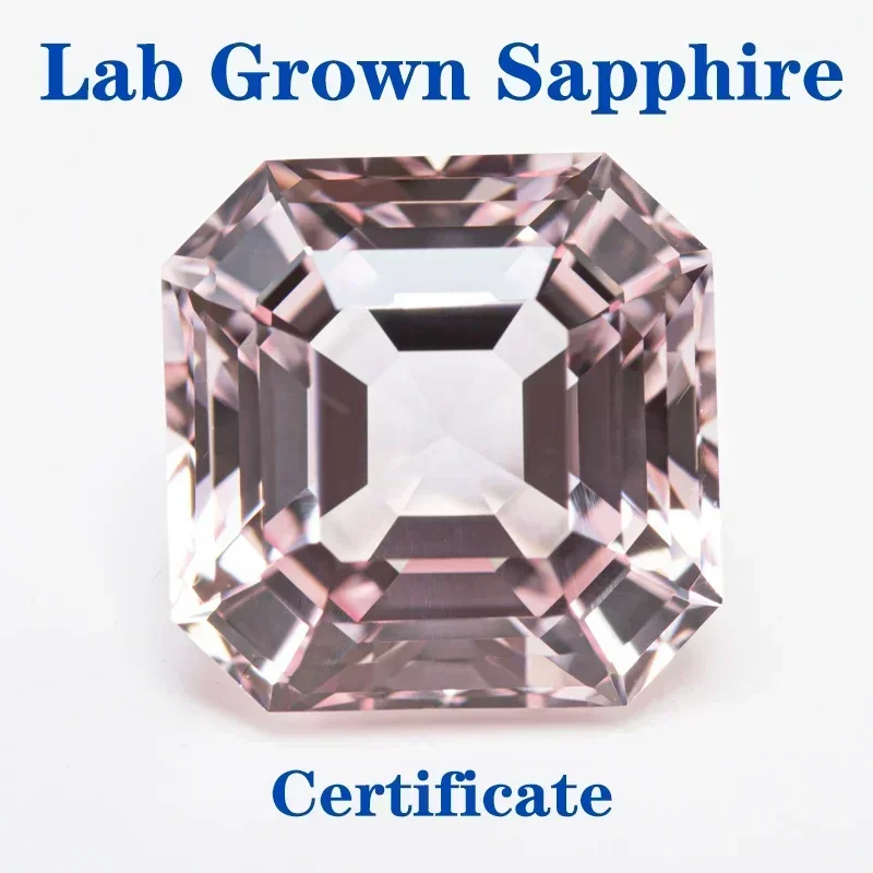 Lab Grown Sapphire Square Chamfer Cut Cherry Blossom Pink VVS1 Selectable AGL Certificate Charms DIY for Jewelry Making Material