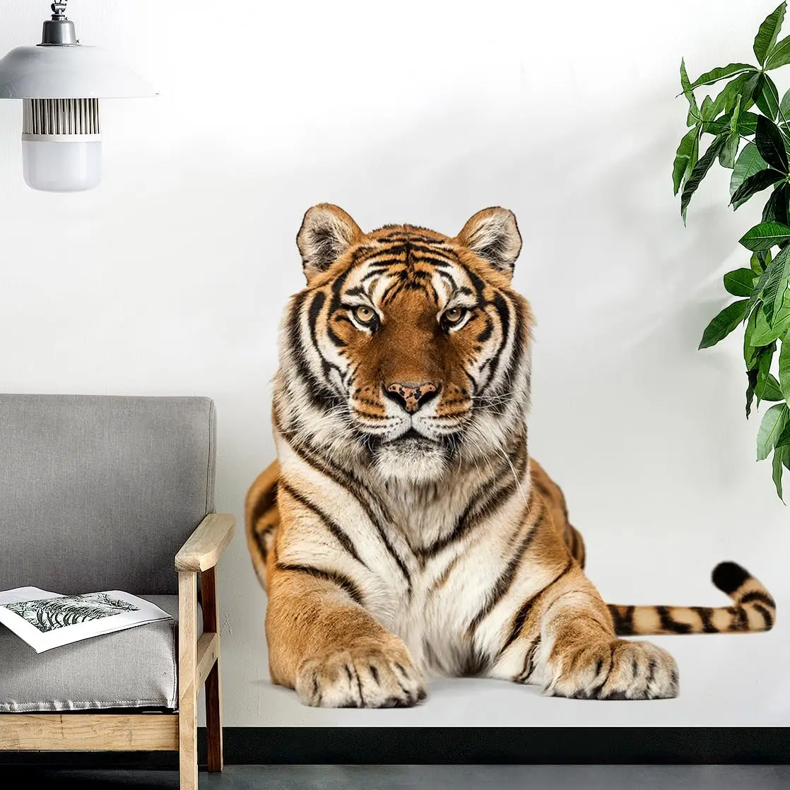 Tropical Tiger Jungle Animal Wall Stickers Decals Wildlife for Bedroom Bathroom Living Room Wall Decor
