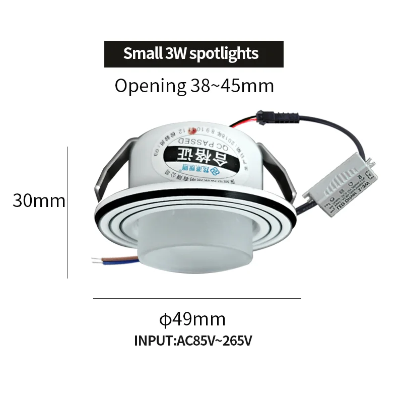 【40mm dziura 】 wpuszczany mini reflektor 1w 3w LED lampa sufitowa 110 V 220V osadzona dekoracyjna mała lampa typu downlight ze sterownikiem