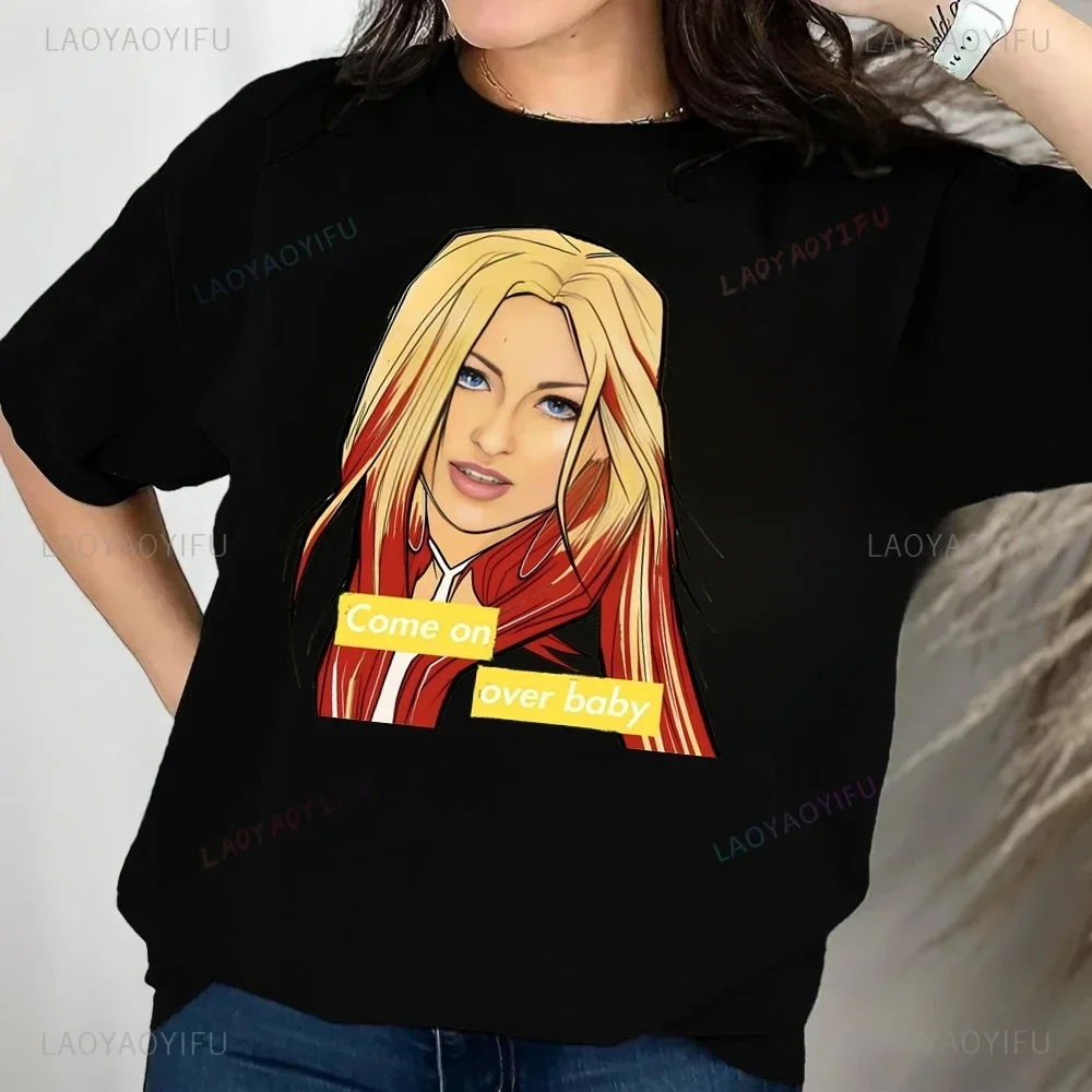 تي شيرت مطبوع عليه Streetwear Christina Aguilera Singer تي شيرت علوي للجنسين بأكمام قصيرة للجنسين تي شيرت جرافيك كبير الحجم