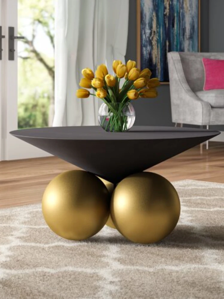 Nordic Modern Light Luxury Stone Plate Solid Wood Small round Table round Tea Table round Coffee Table