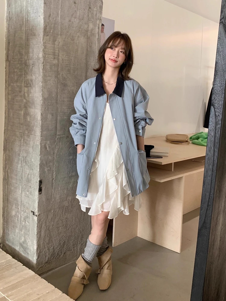 Nieuwe lente herfst damesjas Casual chique middellange reversjas Trenchcoat