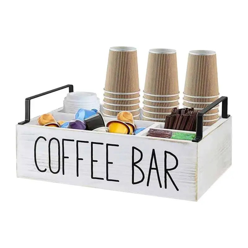 

Wooden Coffee Organizer Large Capacity Coffee Pod for Bar Countertop Coffee Decorative Box Station Organizer Kitchen Accessories