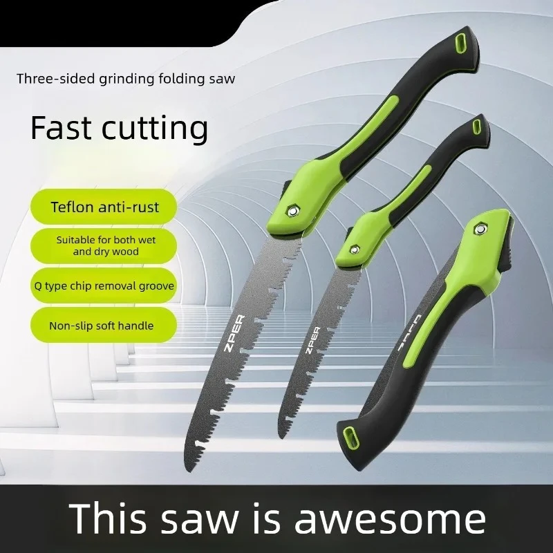 

300MM Manganese Steel Folding Logging Saw with 3-Sided Tooth Safety Lock for Wood Branch Cutting Tree Trimming Bamboo Pruning