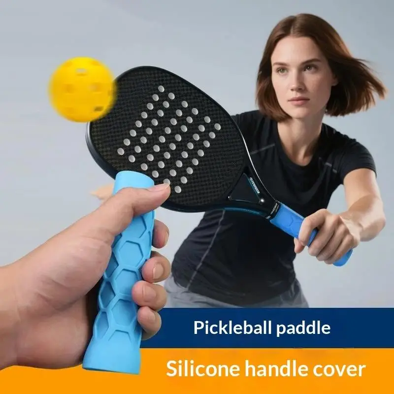 Tennis Racket Grip Sleeve 1Pc Reusable Silicone Shock Absorbing Anti Slip Handle Cover Sport Training Accessory