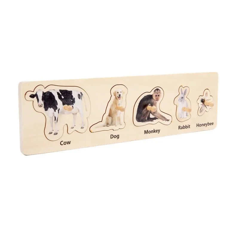 

Animals Puzzle for Children Food Matching Game Montessori Kids Educational Learning Toys Fine Motor Skill Preliminary Exercise