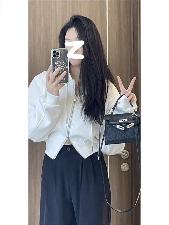 เสื้อฮู้ดมีซิป เสื้อผ้าผู้หญิง สไตล์โดดเด่น ไม่มีฮู้ด ลายสก็อต เรียบง่าย สไตล์มินิมอล สำหรับผู้หญิงและคู่รัก ทรงเข้ารูป ลายกราฟิกหลากหลาย